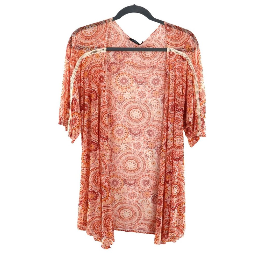 Cure Kimono Cardigan Womens XL Orange Cruise Resort Pool Bohemian Vacation Beach